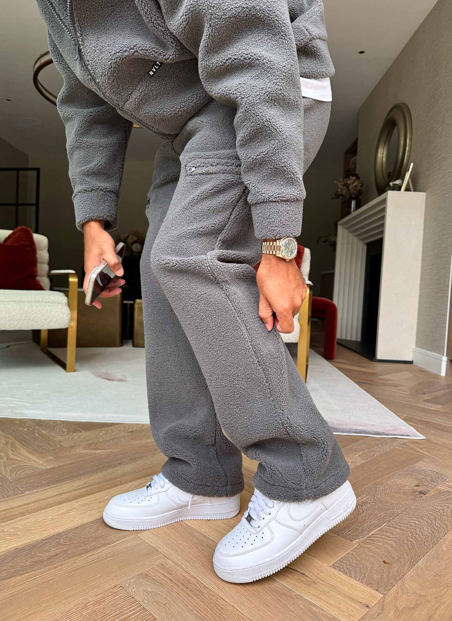 Sherpa Zip Joggers - Grey