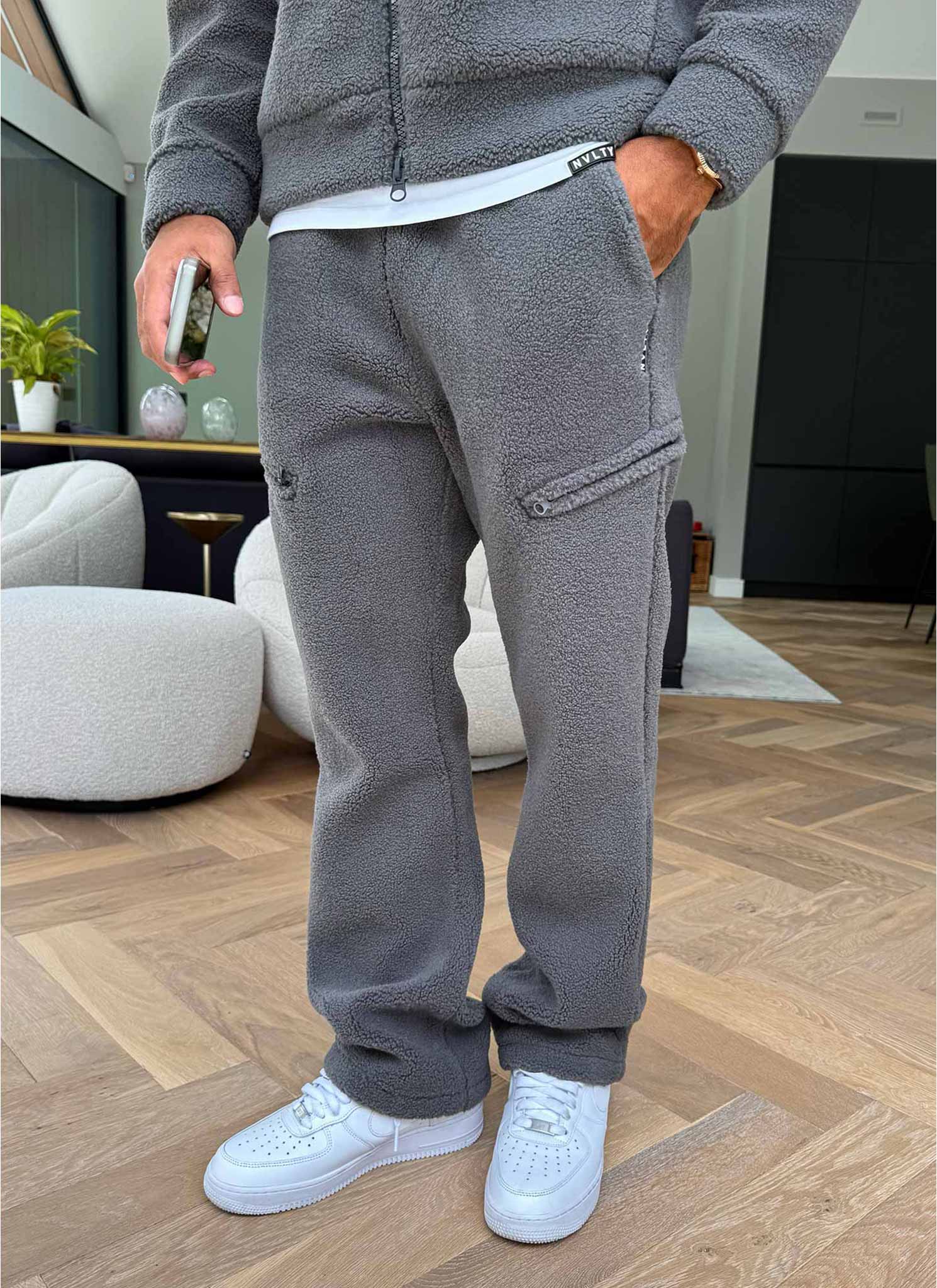 Sherpa Zip Joggers - Grey