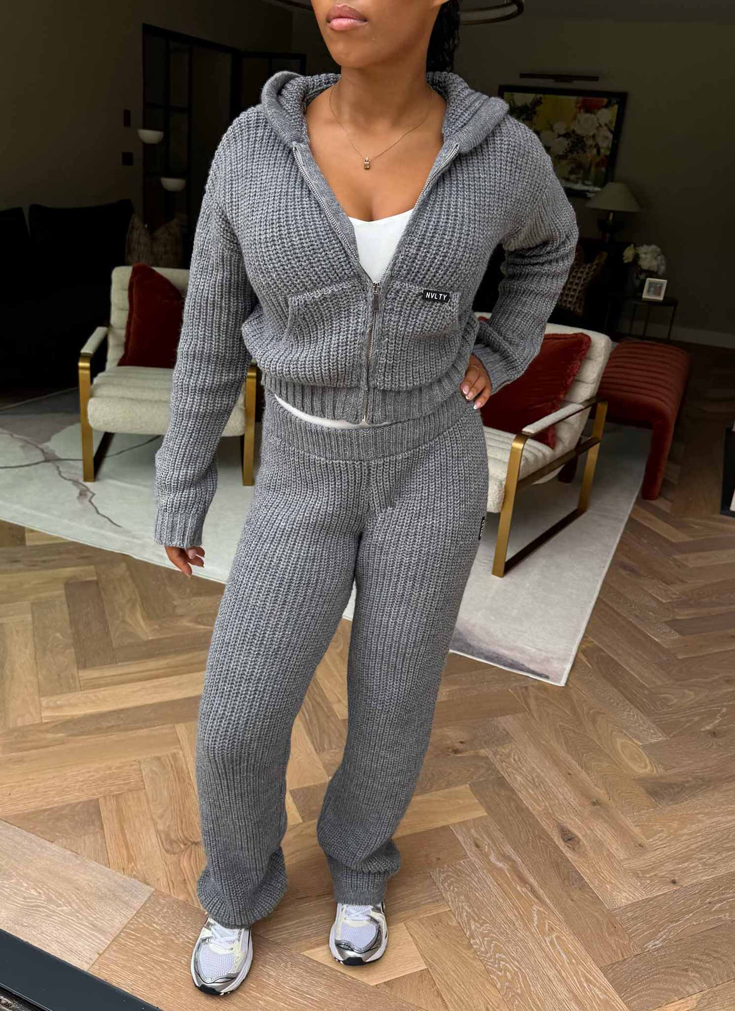 Heavyweight Knitted Joggers - Grey