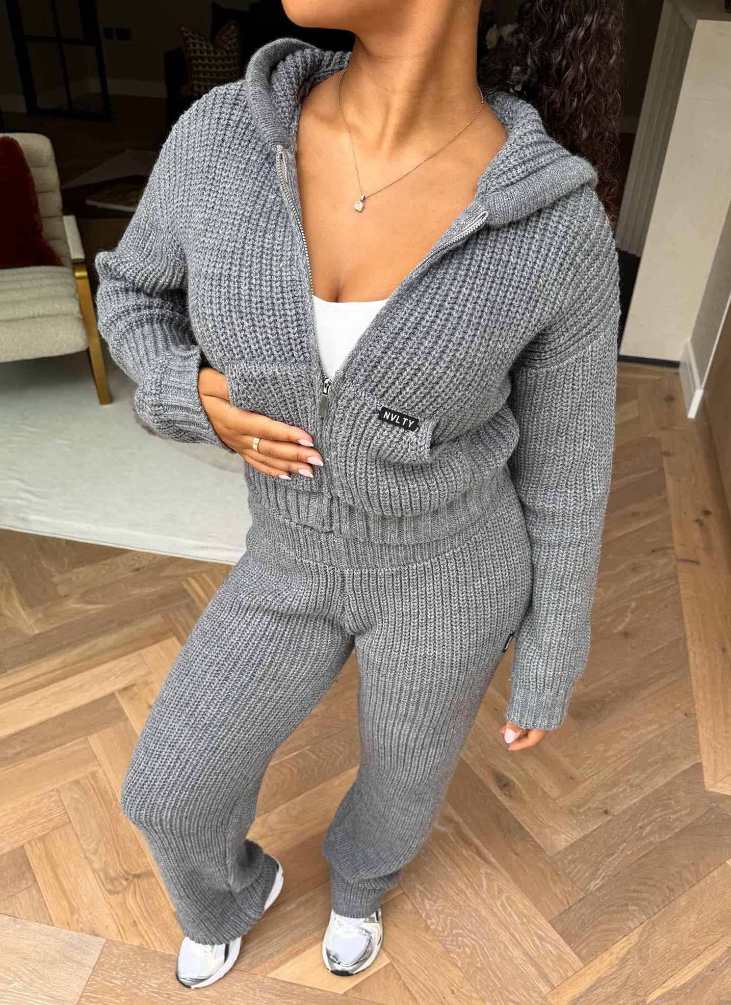 Heavyweight Knitted Joggers - Grey