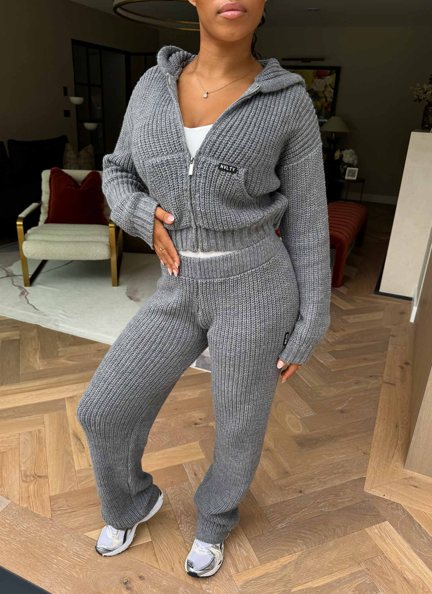 Heavyweight Knitted Joggers - Grey