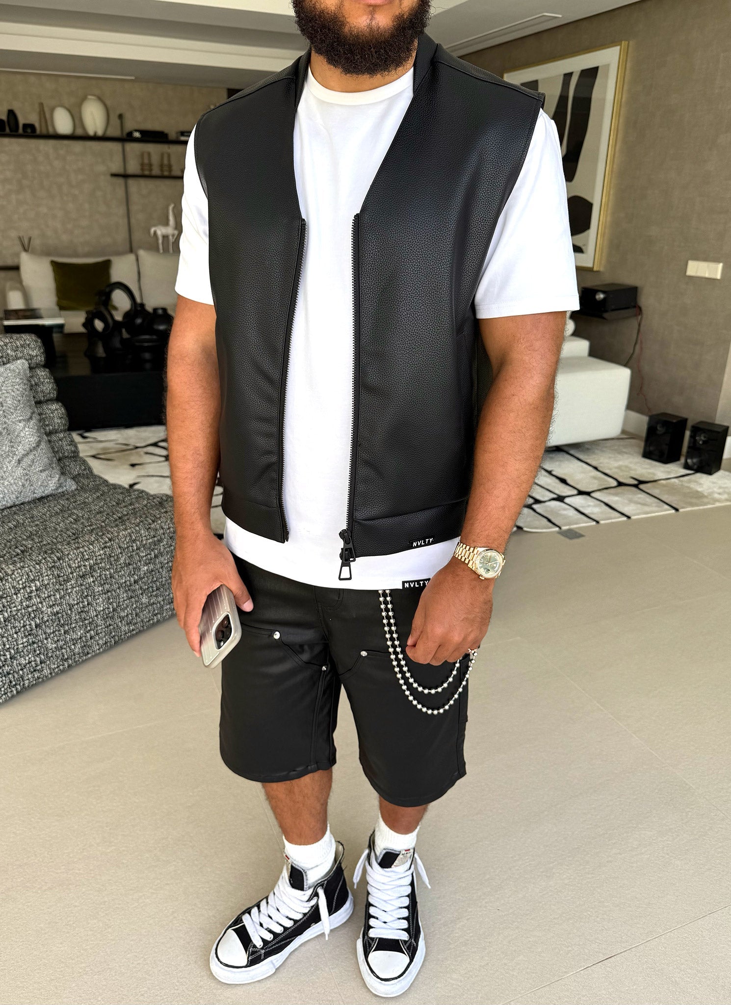 Gilet en cuir - Noir