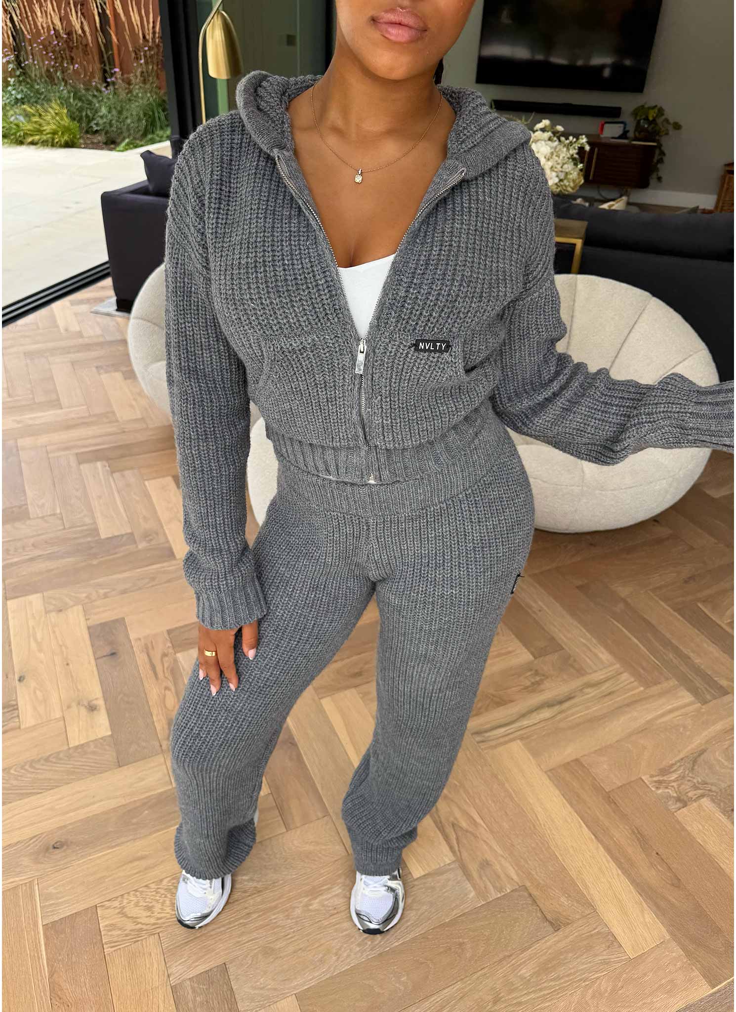 Heavyweight Knitted Joggers - Grey