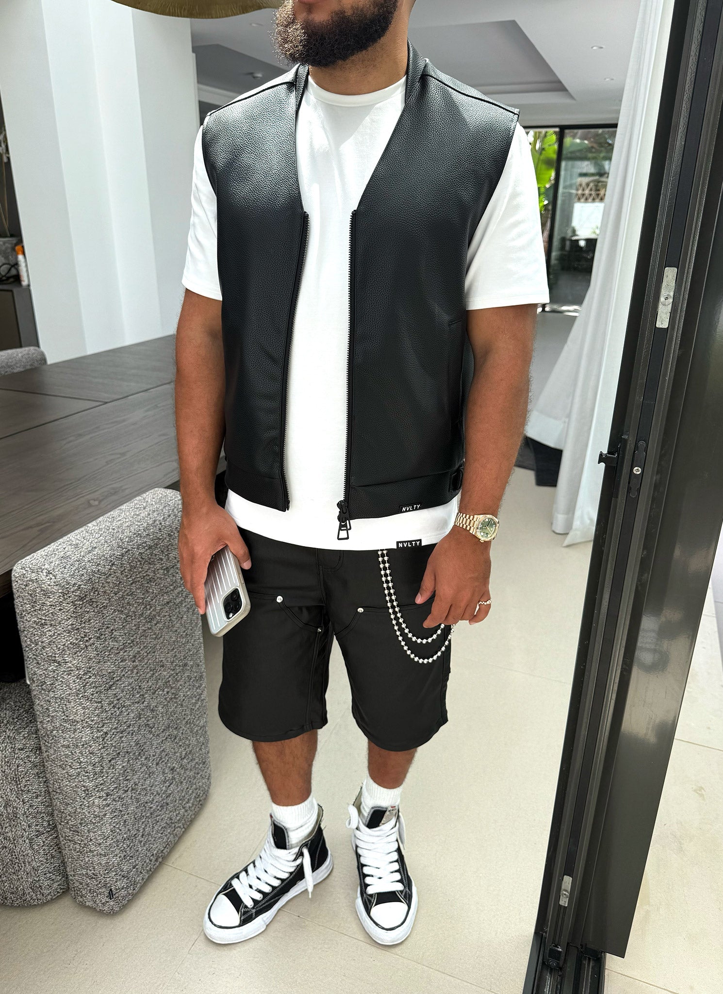 Gilet en cuir - Noir