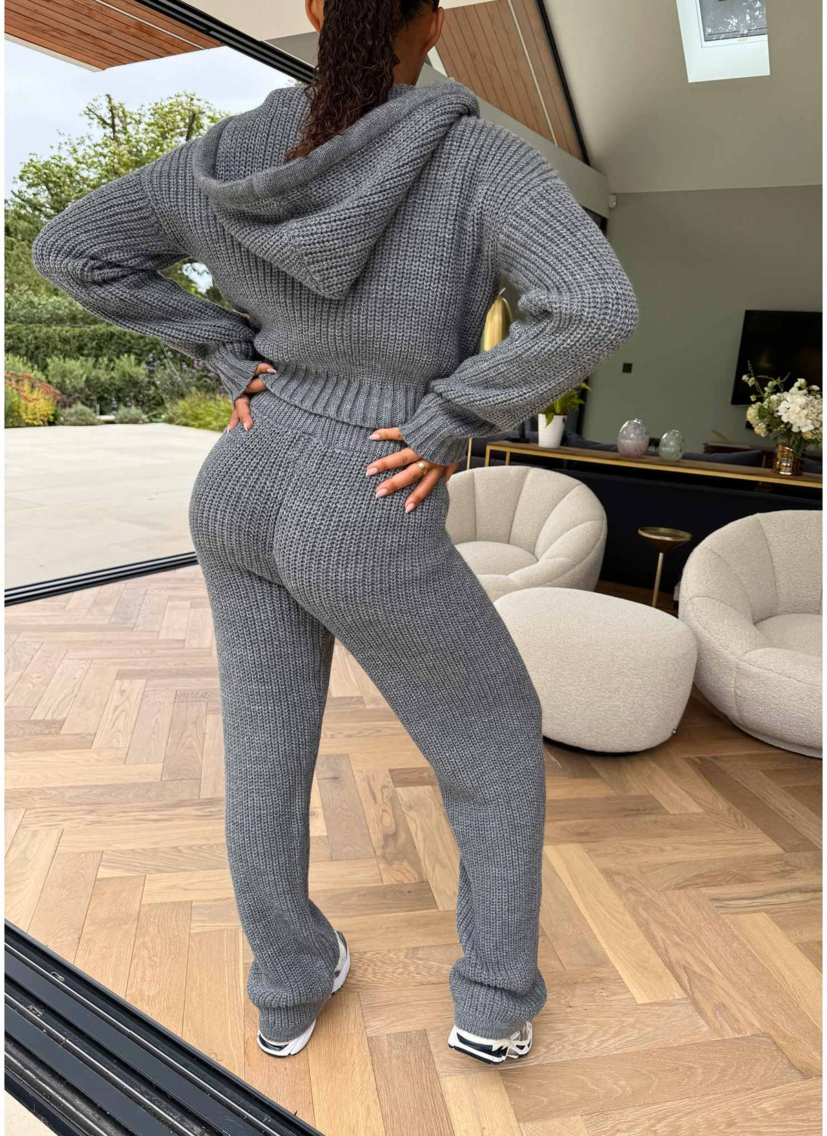 Heavyweight Knitted Joggers - Grey