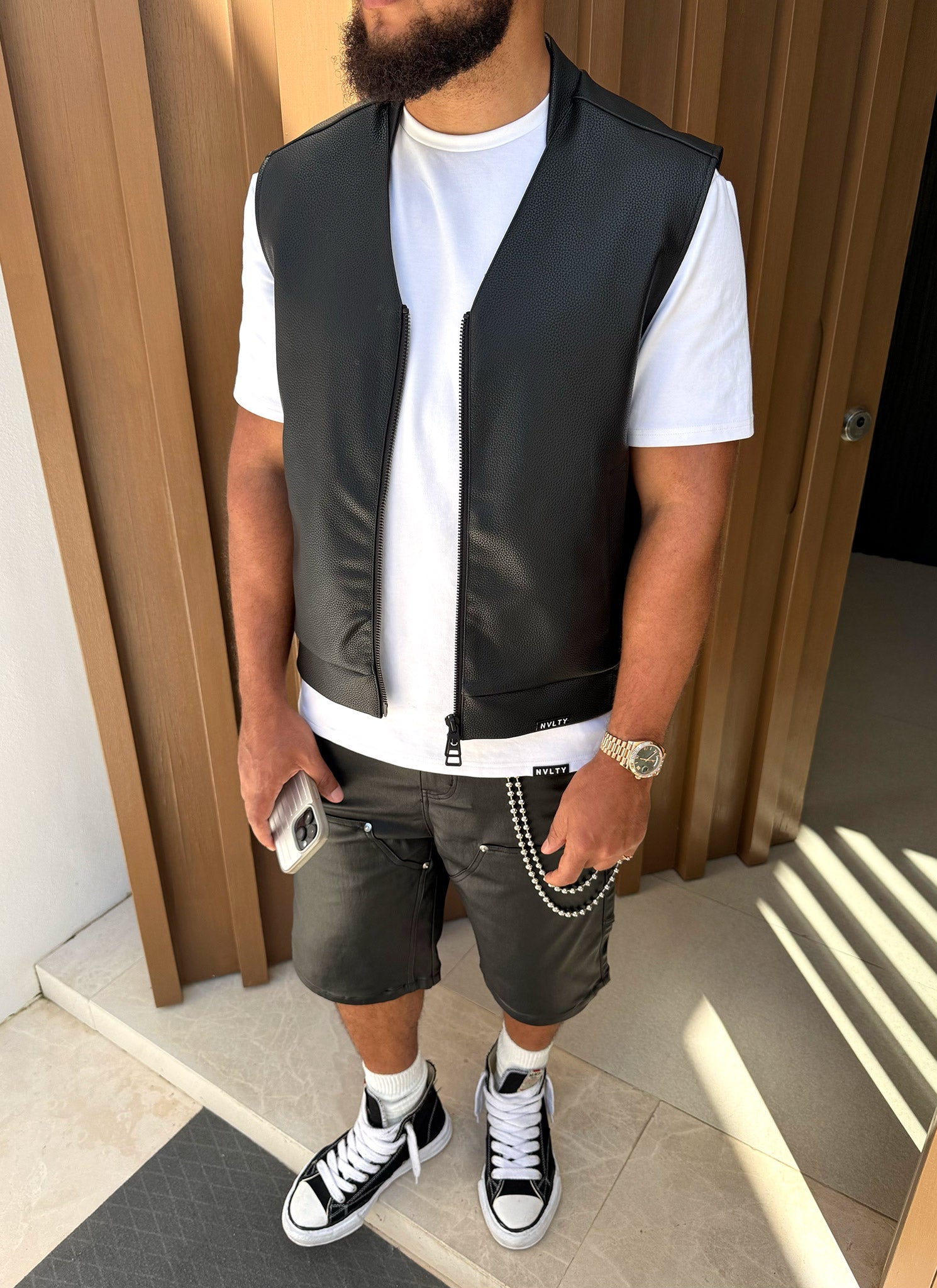 Gilet en cuir - Noir