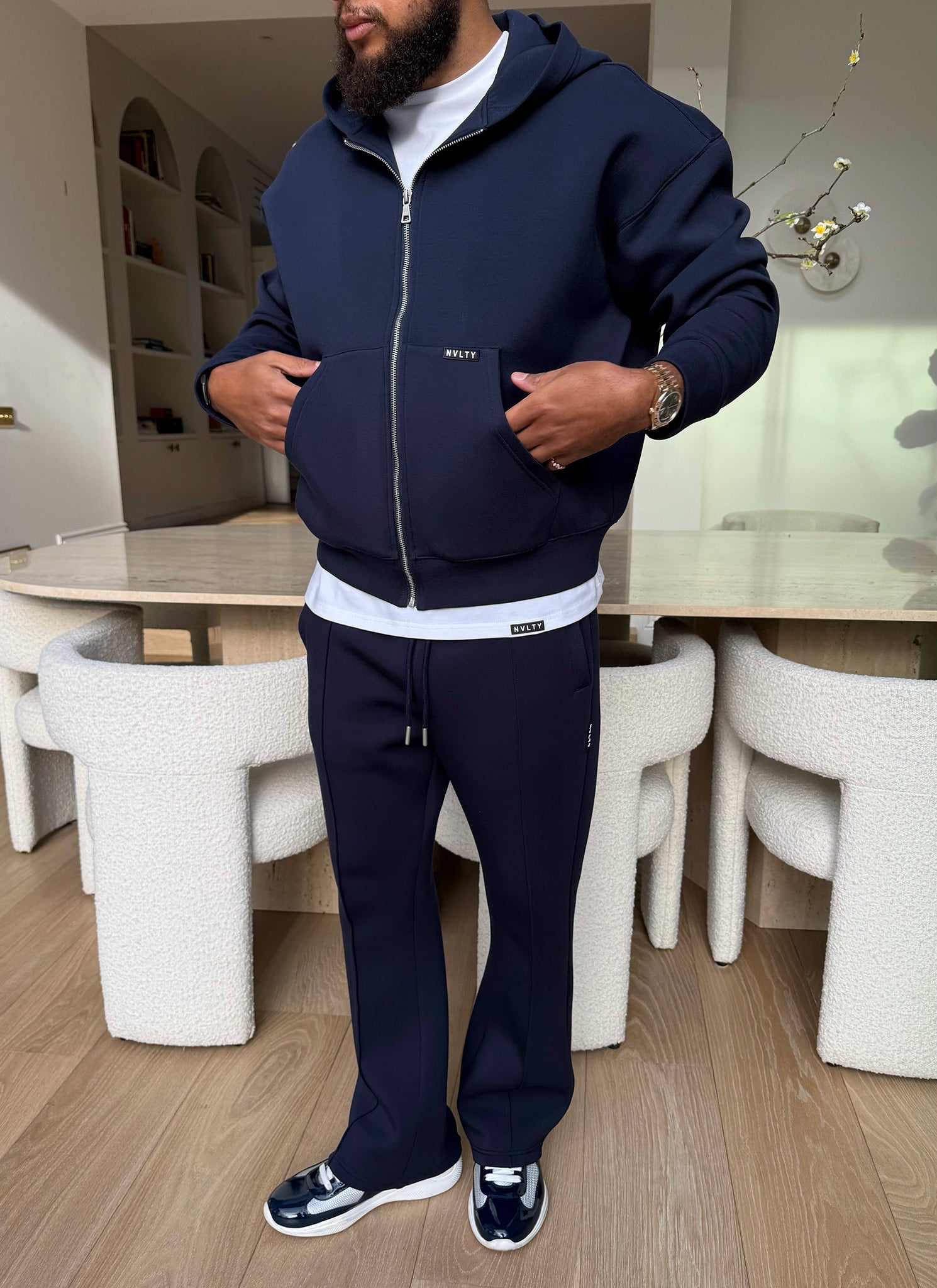 Scuba Structured Zip Hoodie - Navy