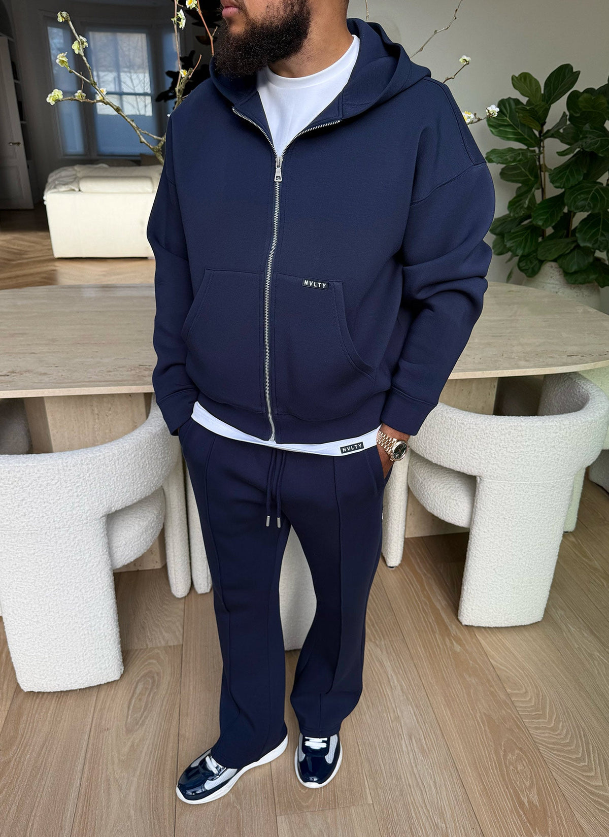 Scuba Structured Zip Hoodie - Navy