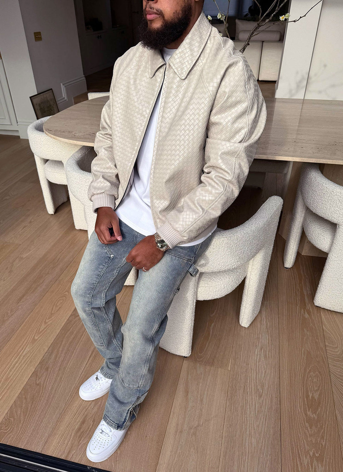 Interlock Aviator Jacket - Ivory