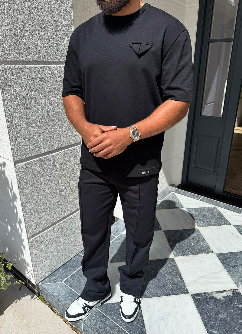 T-Shirt mit Einstecktuch - Schwarz