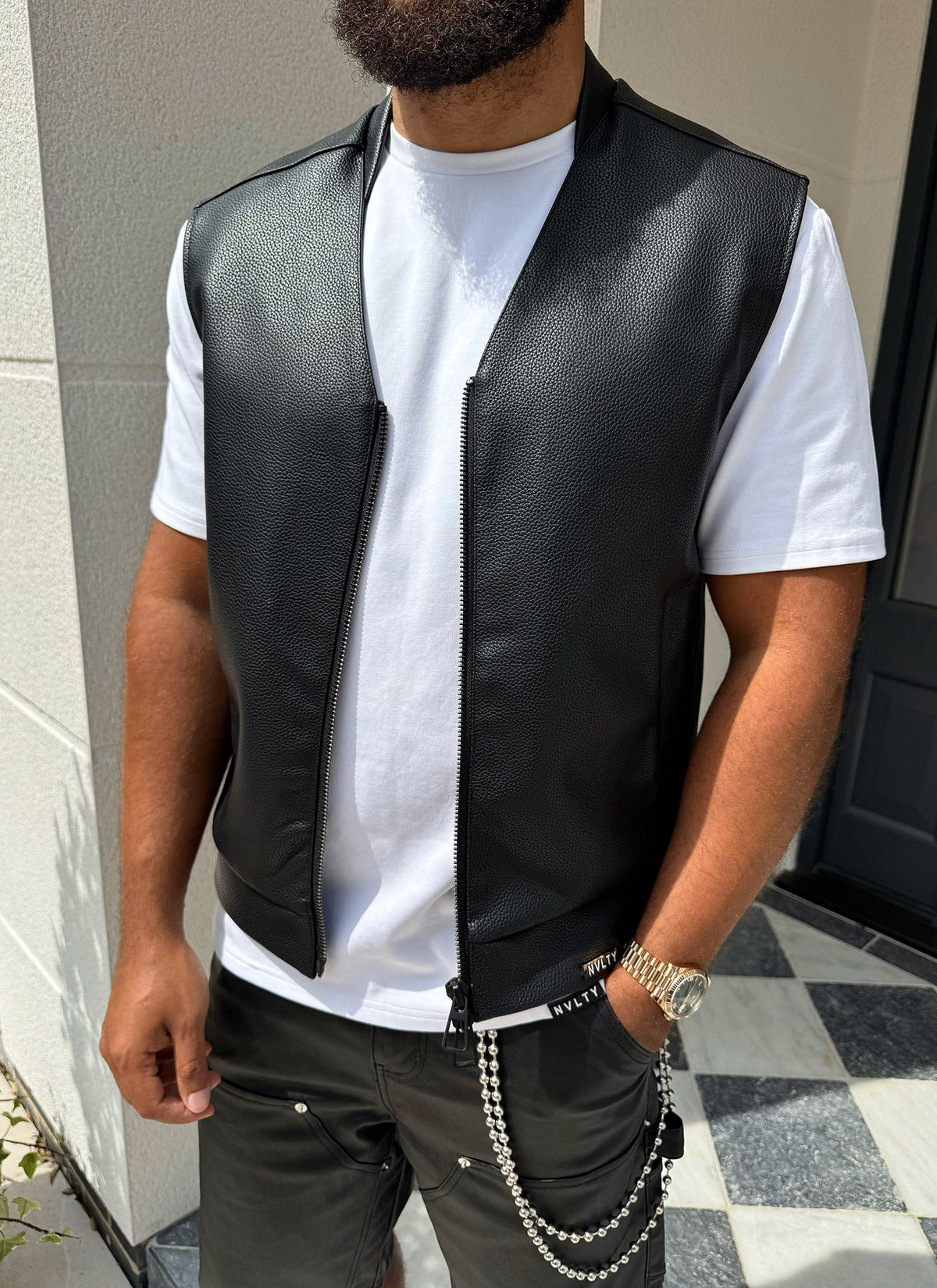 Leather Vest - Black