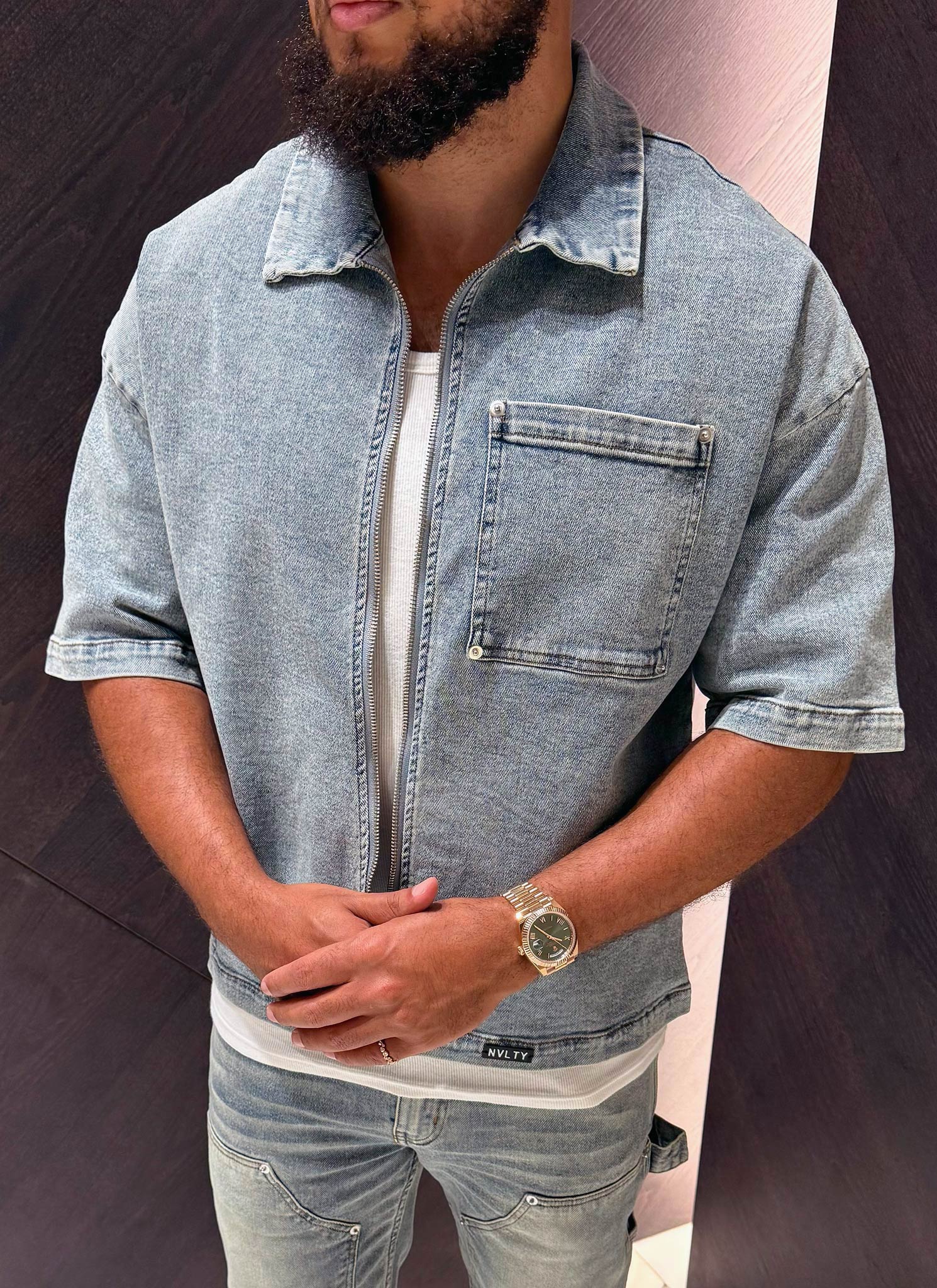 Vintage Rivet Denim Shirt - Blue