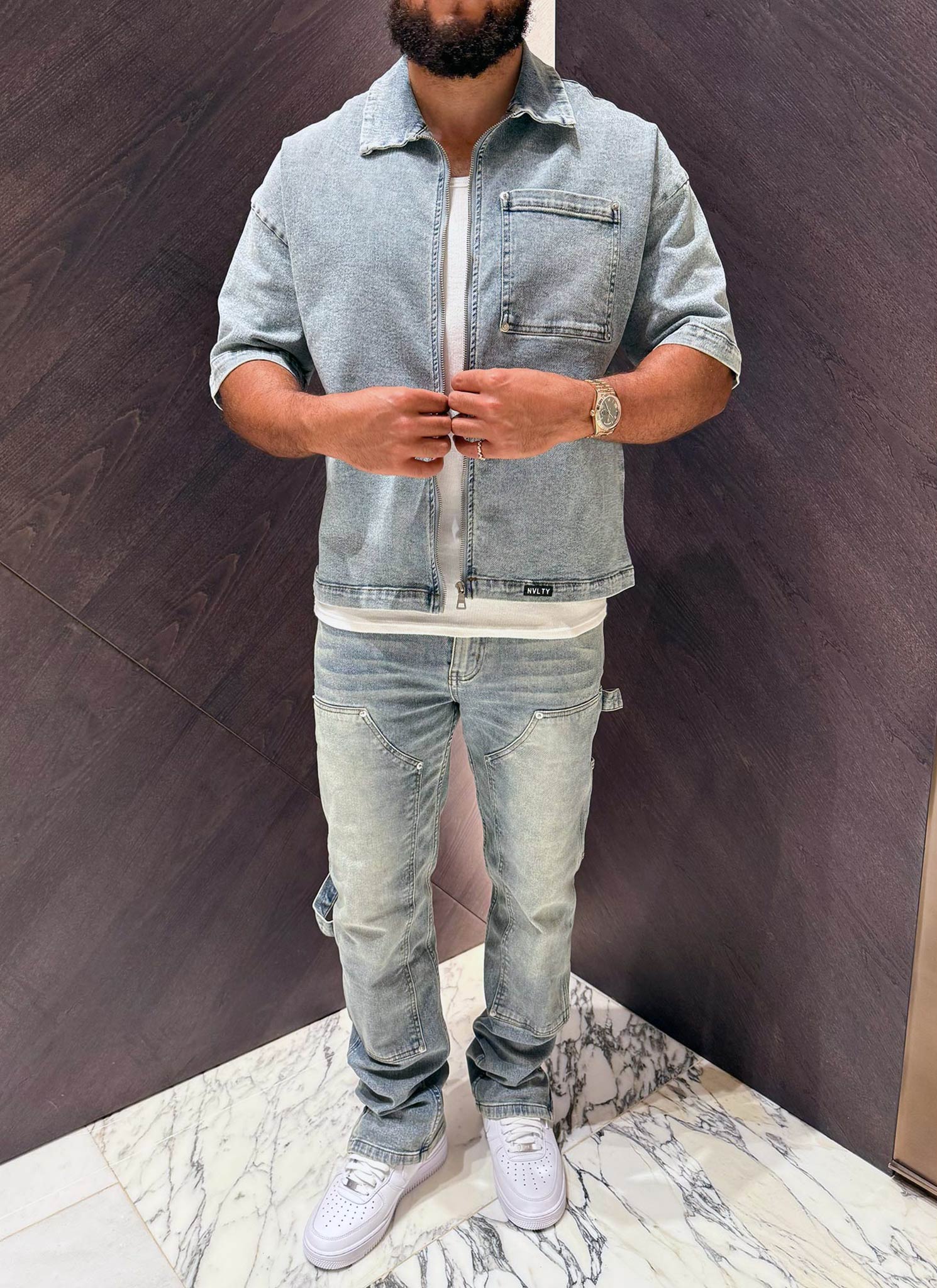 Vintage Rivet Denim Shirt - Blue