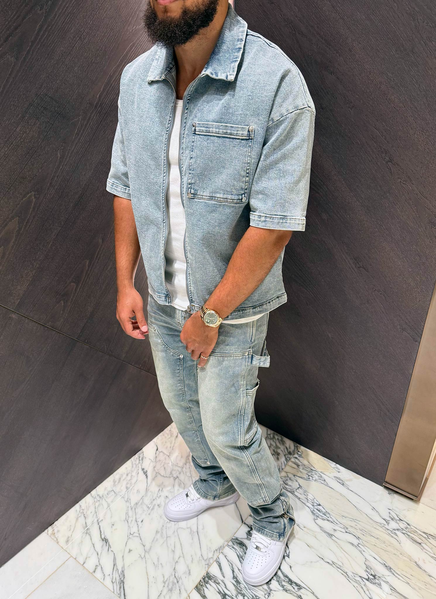 Vintage Rivet Denim Shirt - Blue