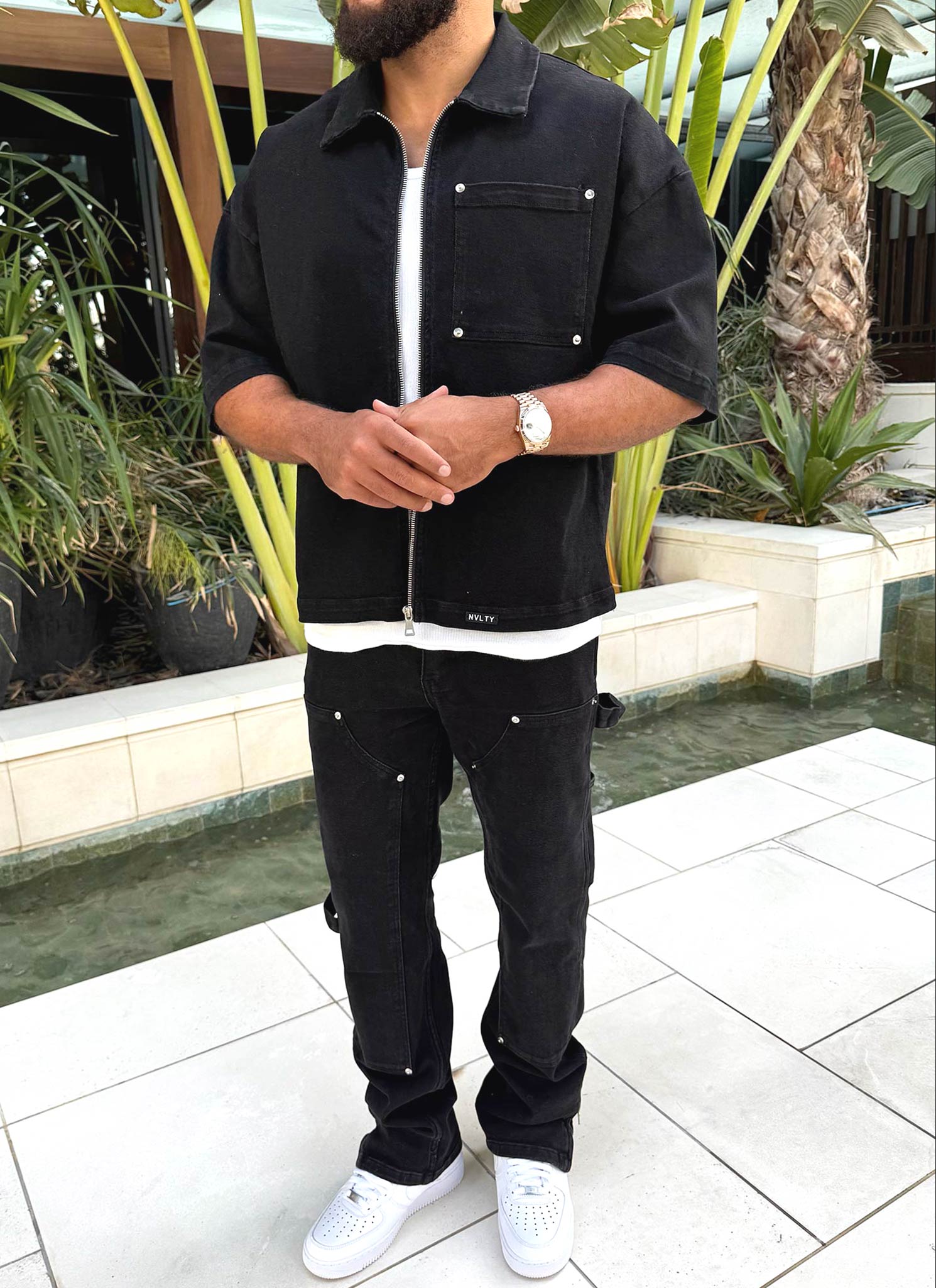 Vintage Rivet Denim Shirt - Black