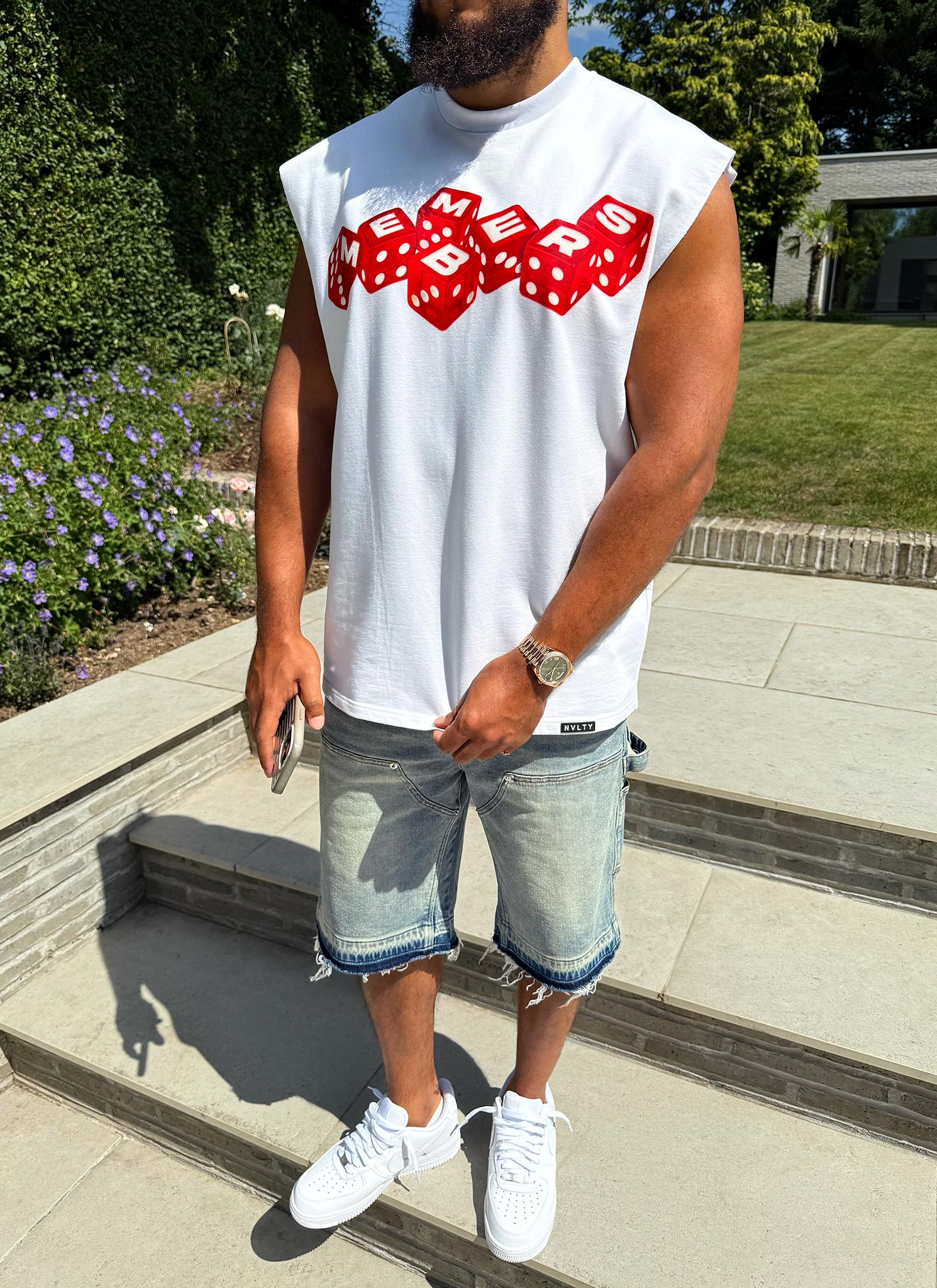 Members Dice Sleeveless T-Shirt - White