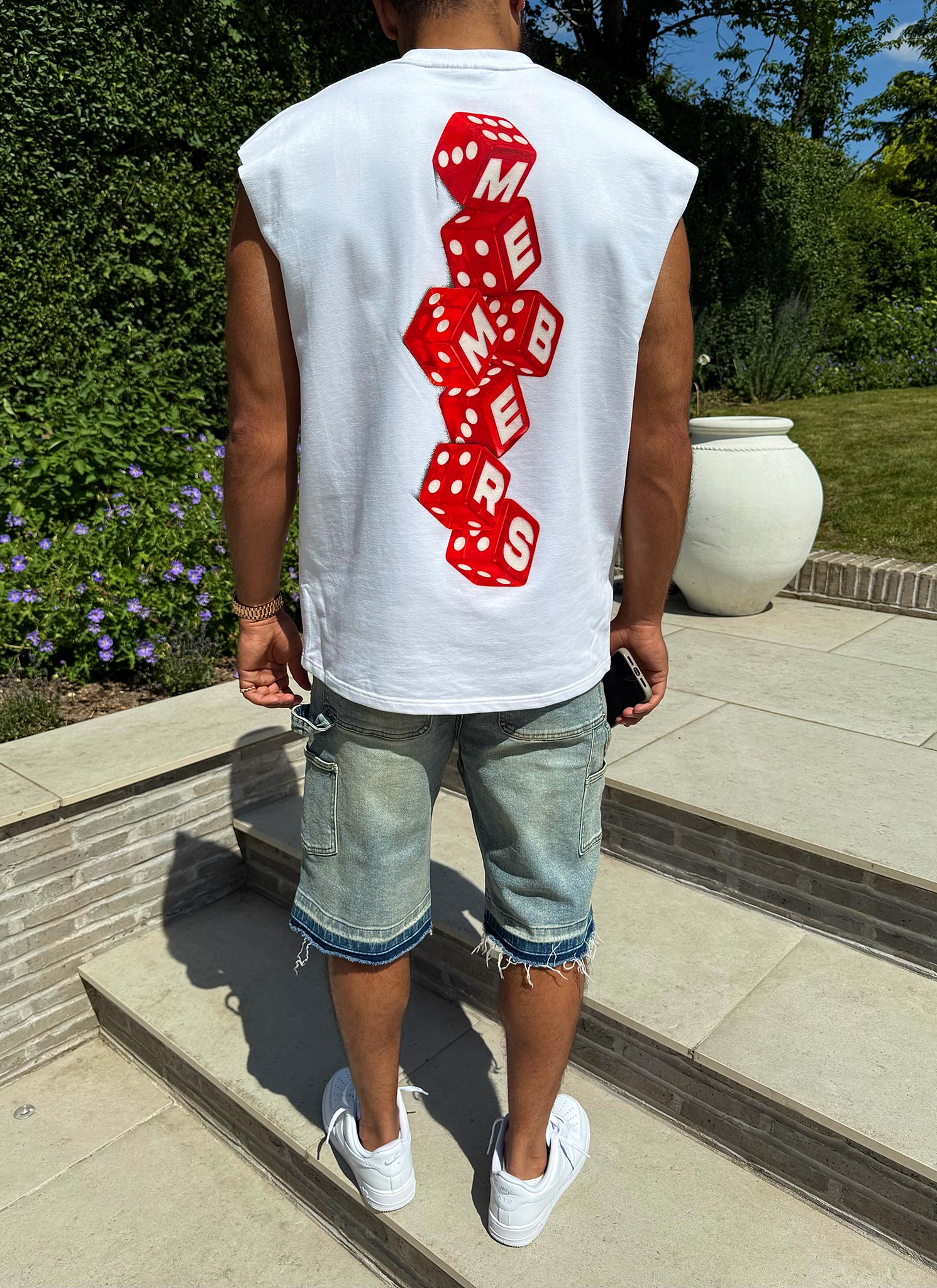 Members Dice Sleeveless T-Shirt - White