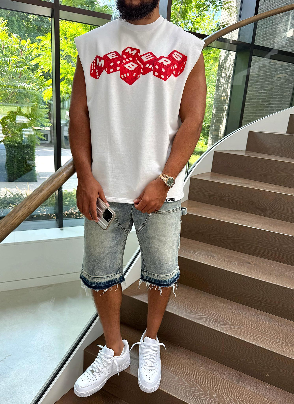 Members Dice Sleeveless T-Shirt - White