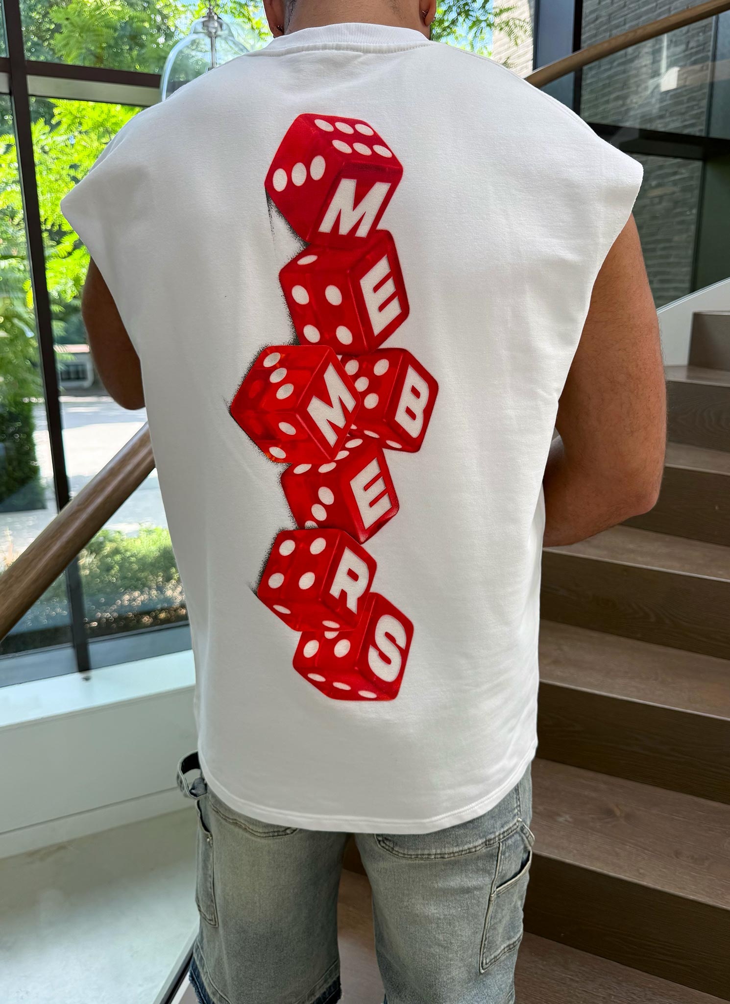 Members Dice Sleeveless T-Shirt - White