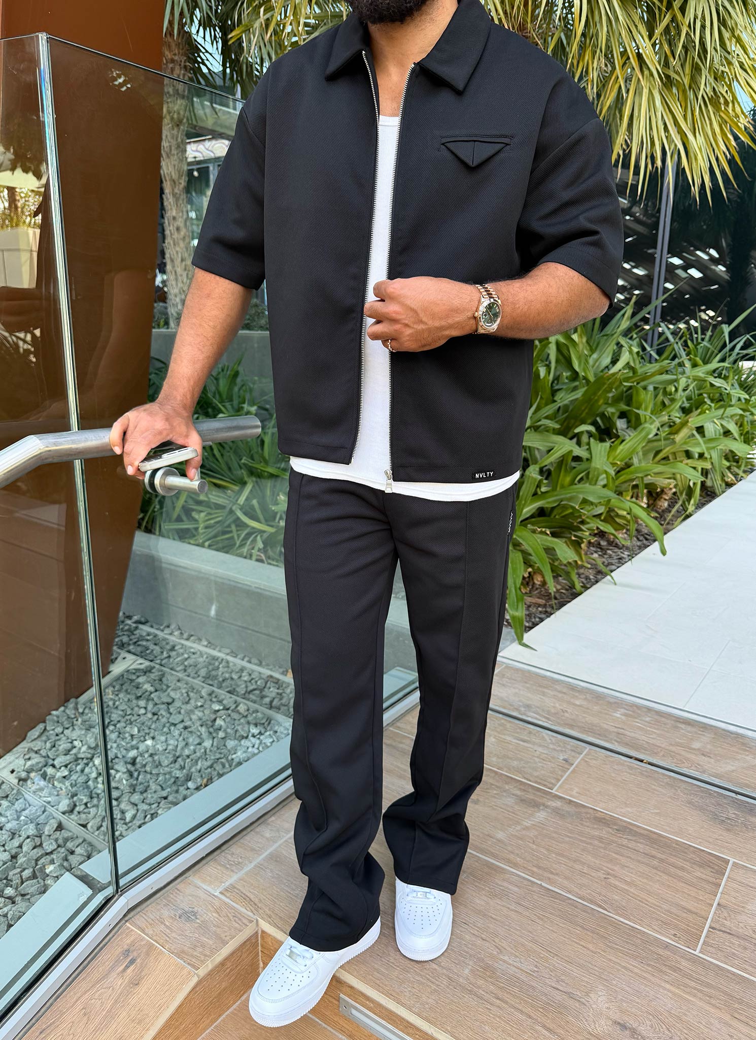 Twill Pleat Pants - Black