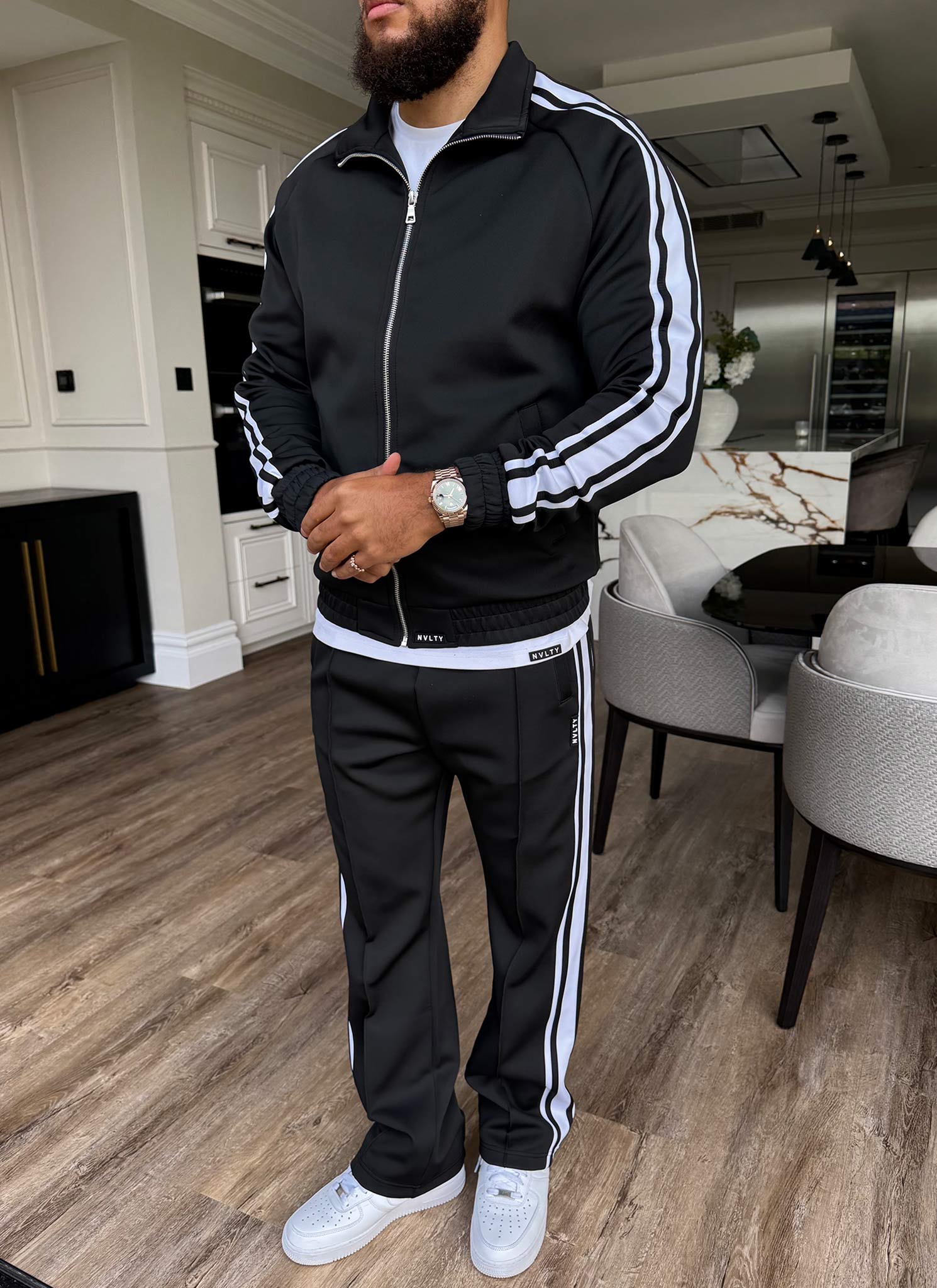 Panelled Luxe Track Pants - Black