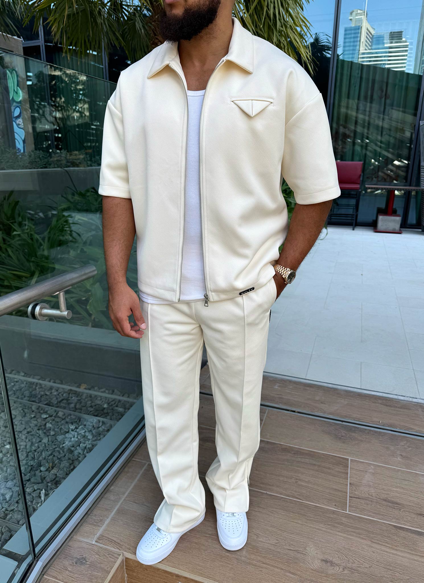 Twill Pleat Pants - Ivory