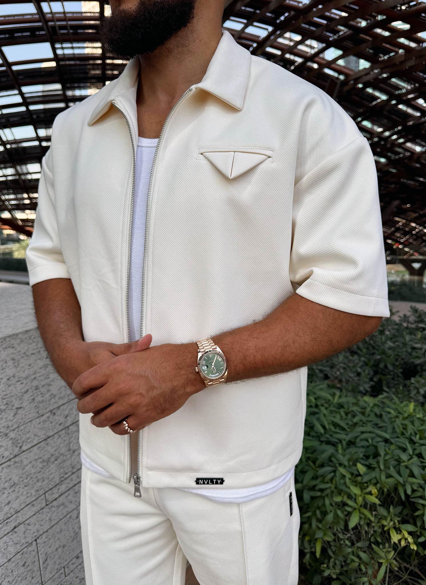 Twill Pocket Square Shirt - Ivory