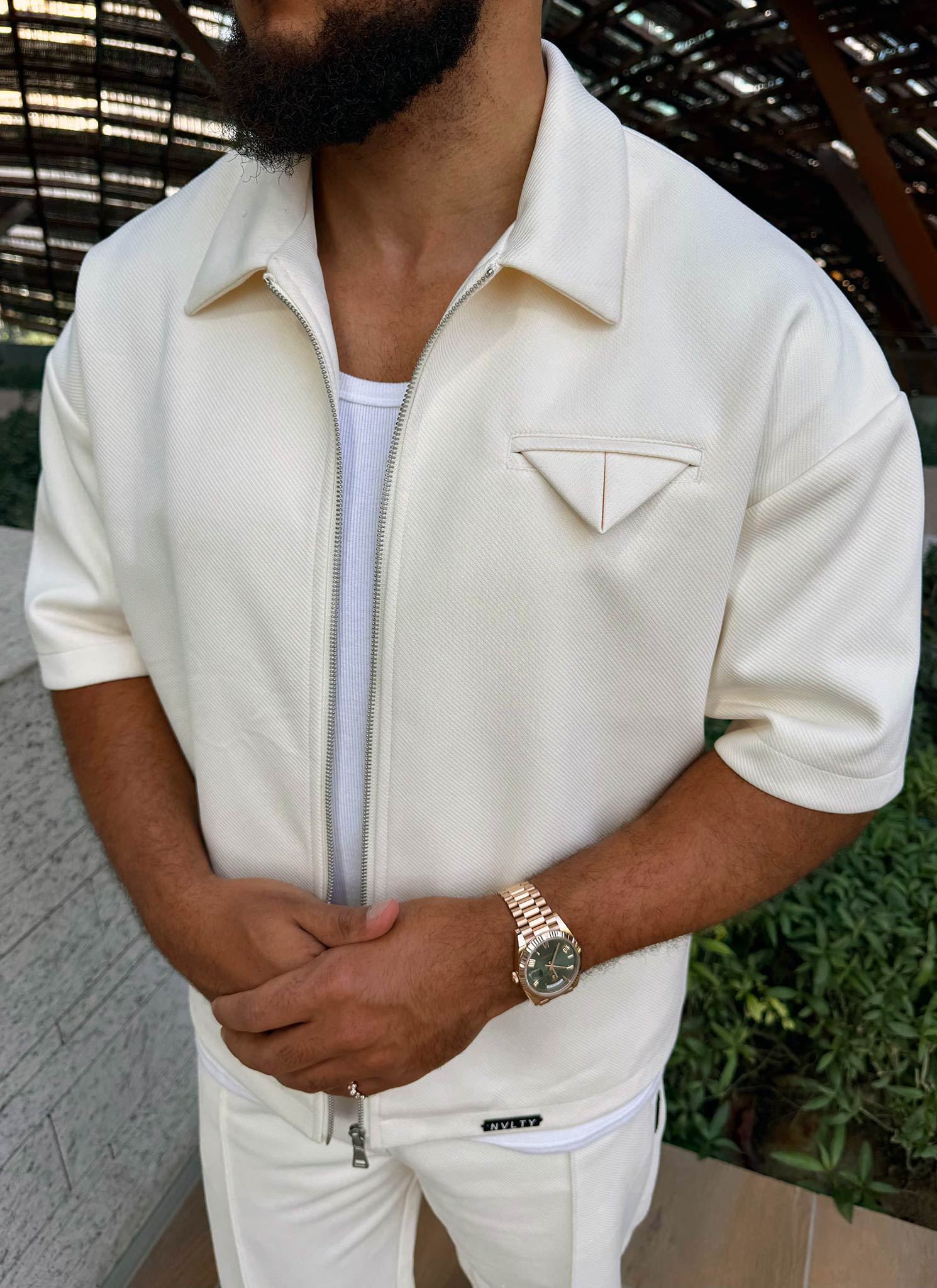 Twill Pocket Square Shirt - Ivory