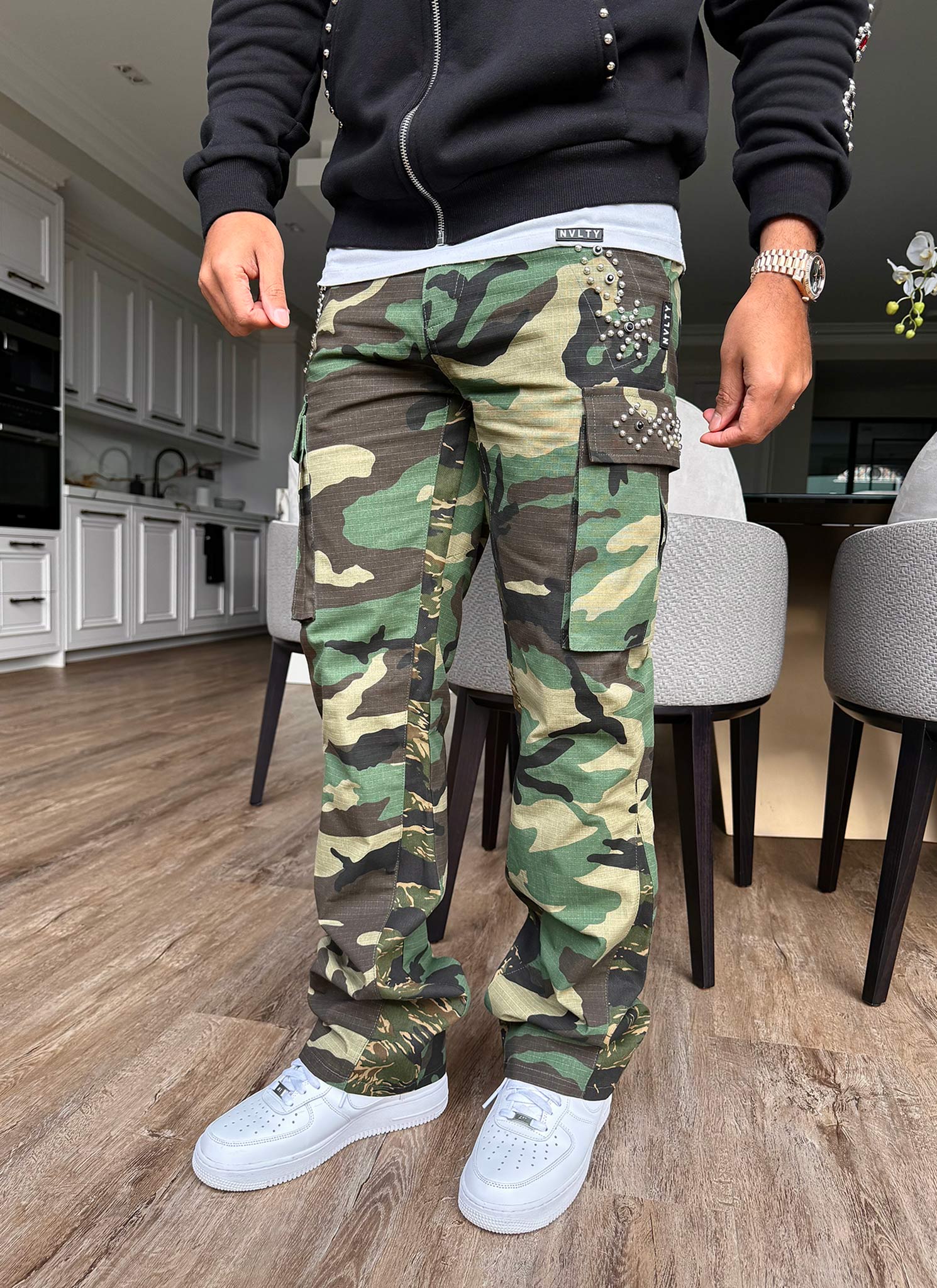 Vintage Flare Studded Cargos - Camo