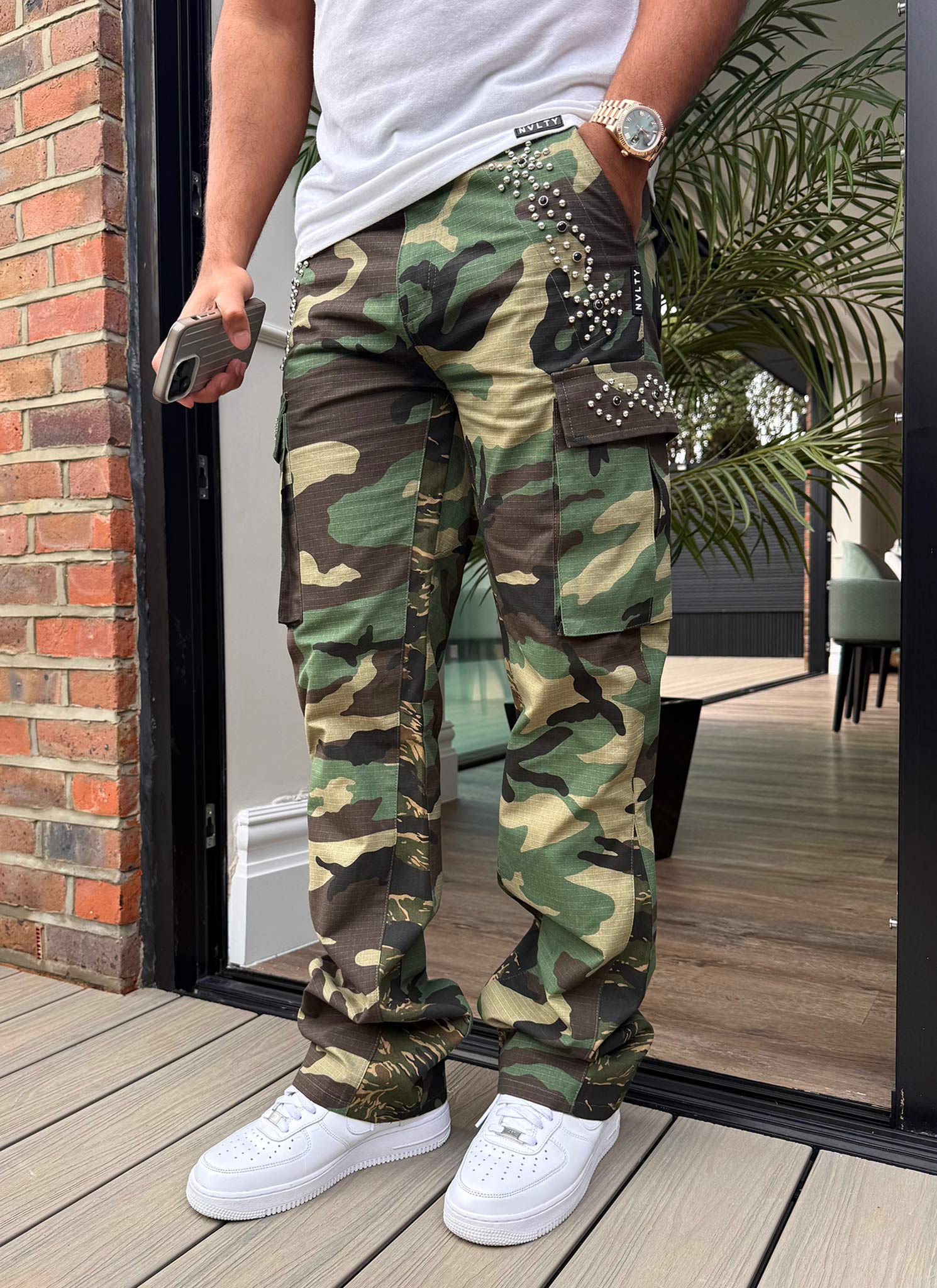 Vintage Flare Studded Cargos - Camo