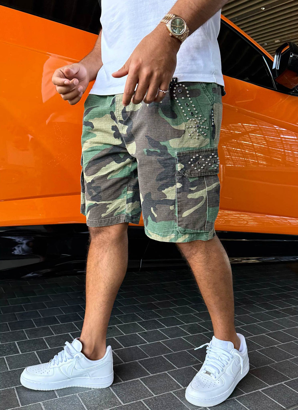 Short cargo clouté vintage - Camouflage