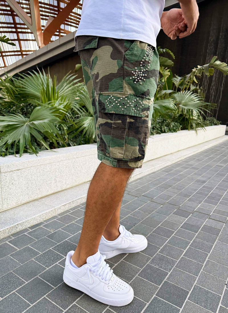 Short cargo clouté vintage - Camouflage