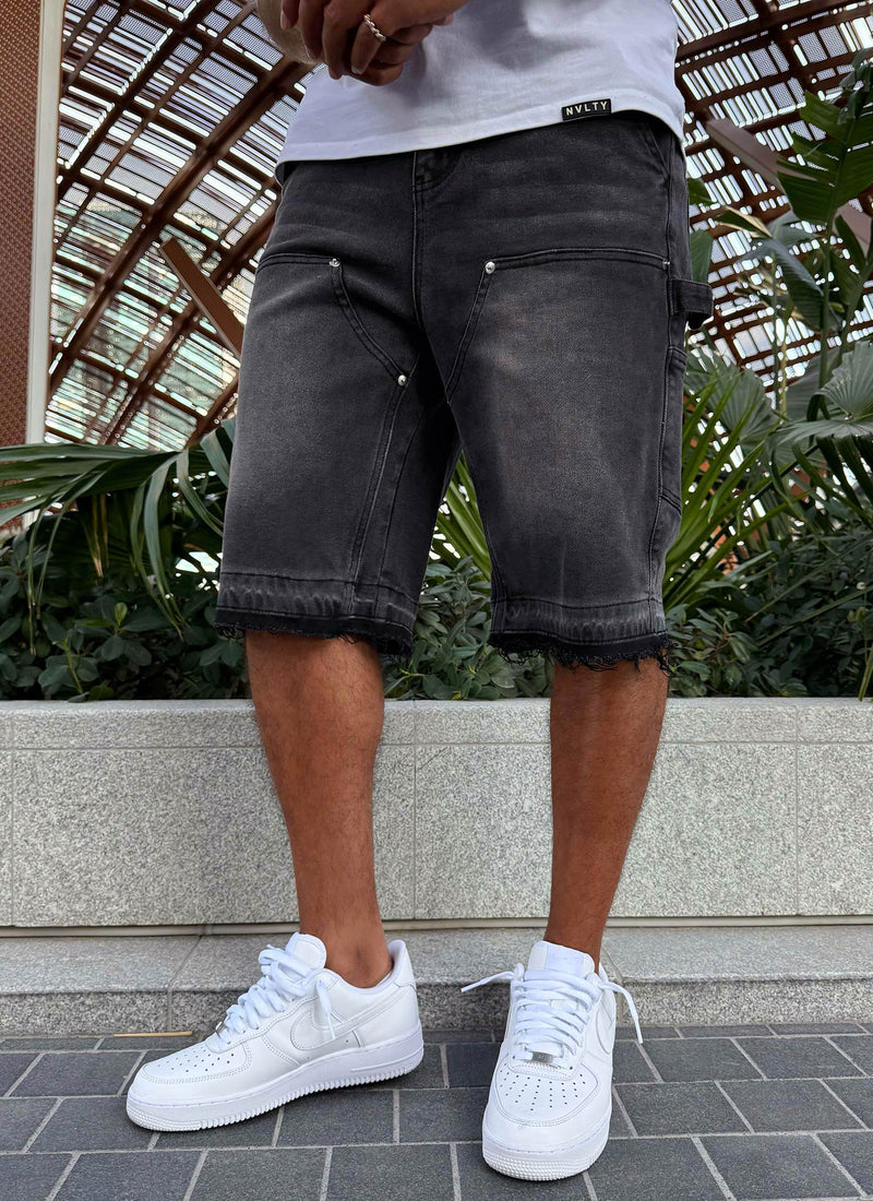 Vintage Carpenter Denim Shorts - Schwarz