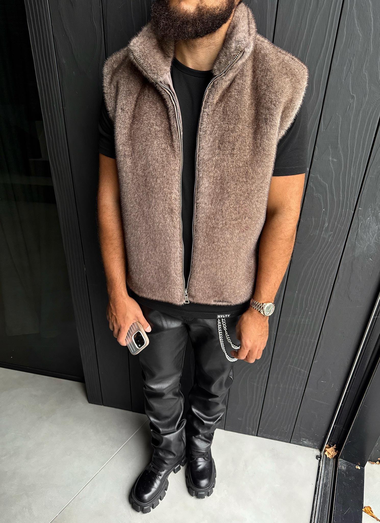 Fur Vest - Taupe