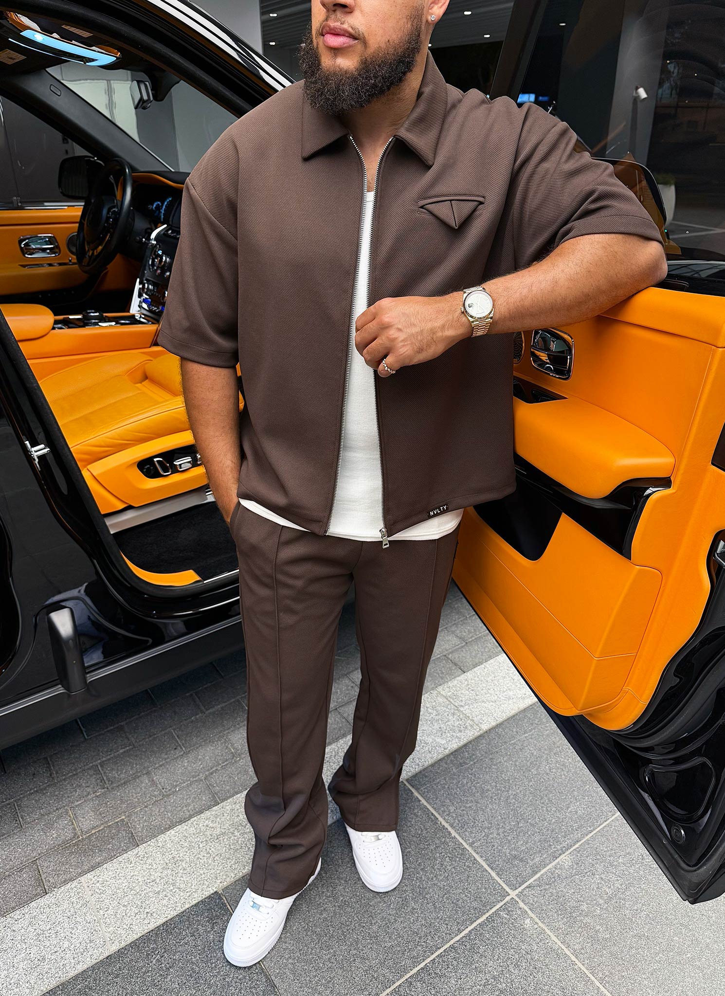 Twill Pleat Pants - Brown