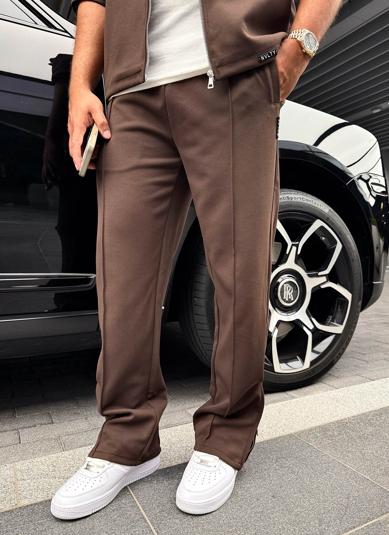 Twill Pleat Pants - Brown