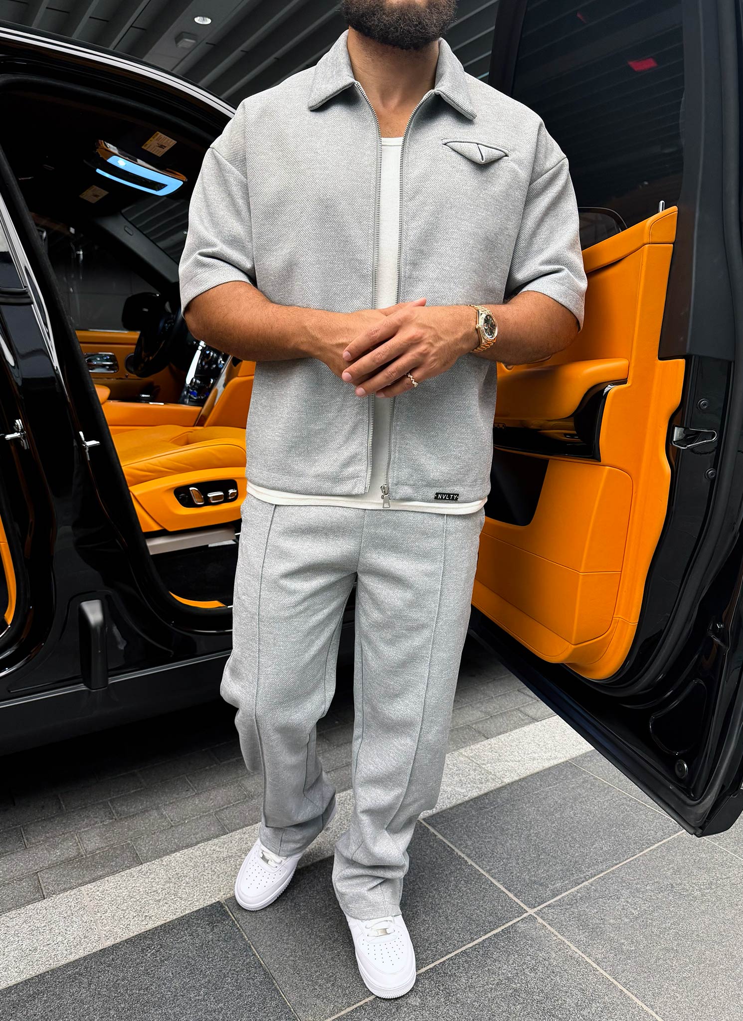 Twill Pleat Pants - Grey