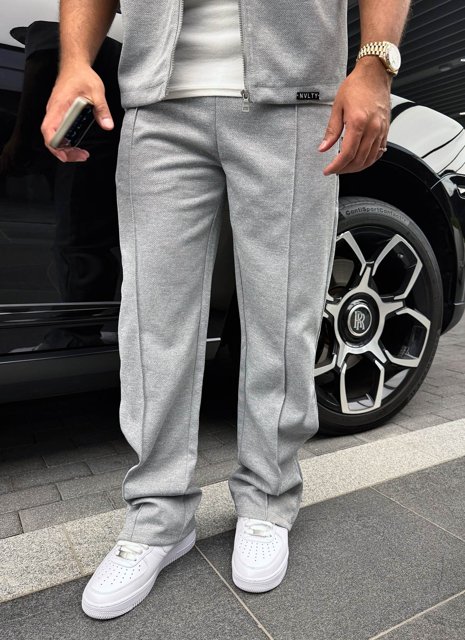 Twill Pleat Pants - Grey