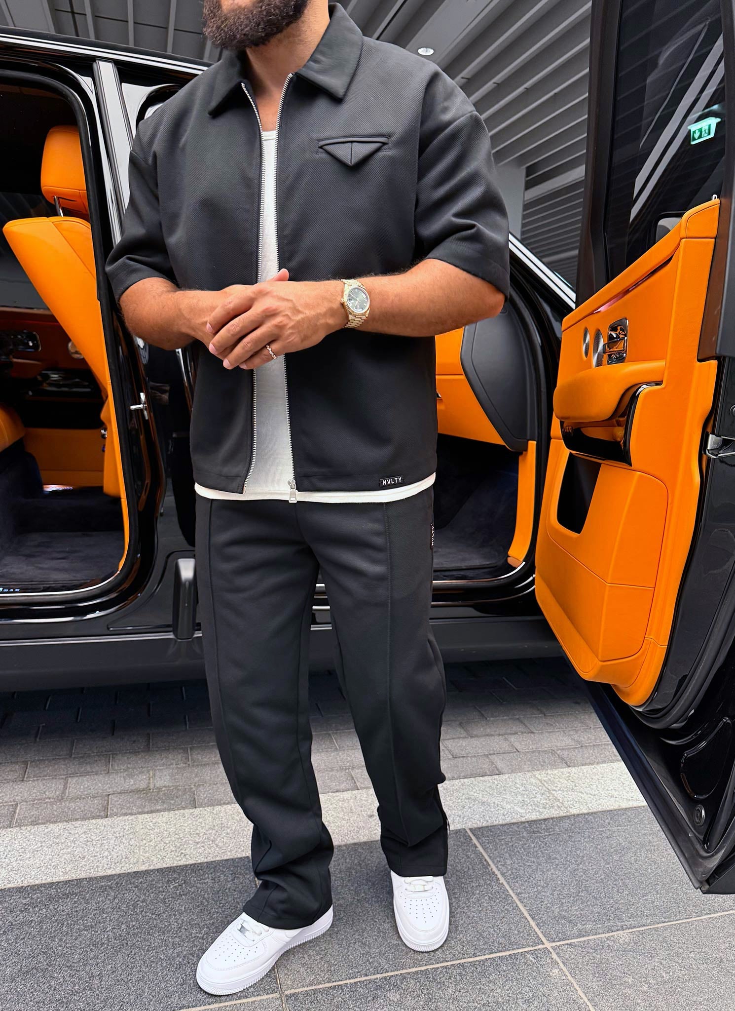 Twill Pleat Pants - Black