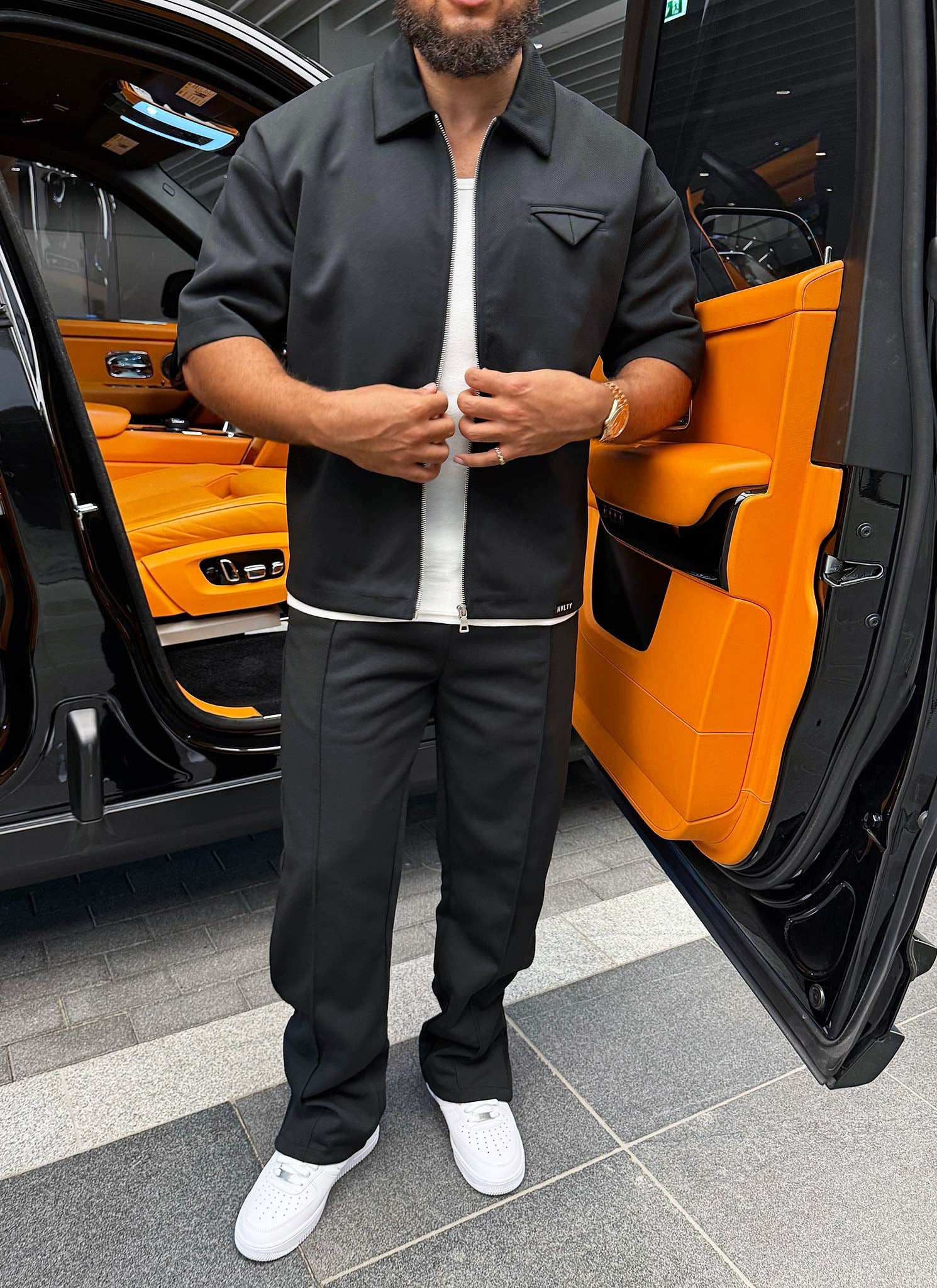 Twill Pleat Pants - Black