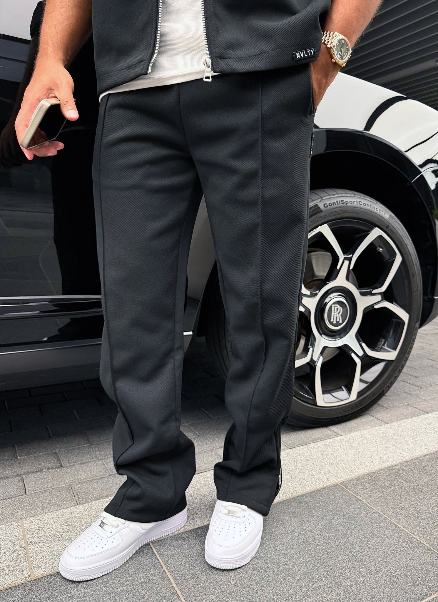 Twill Pleat Pants - Black