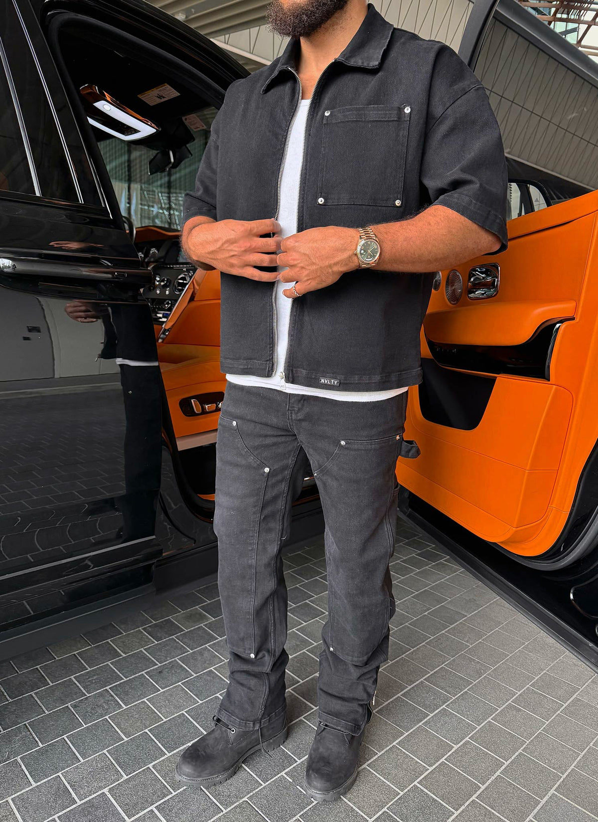 Vintage Rivet Denim Shirt - Black