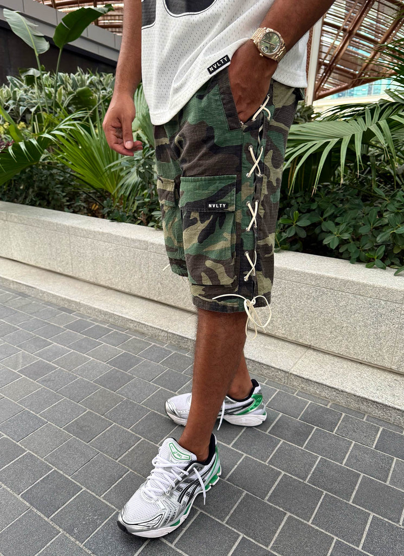 Short cargo vintage en dentelle - Camouflage