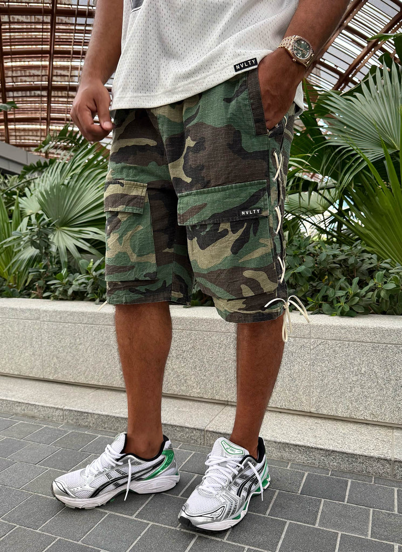 Short cargo vintage en dentelle - Camouflage