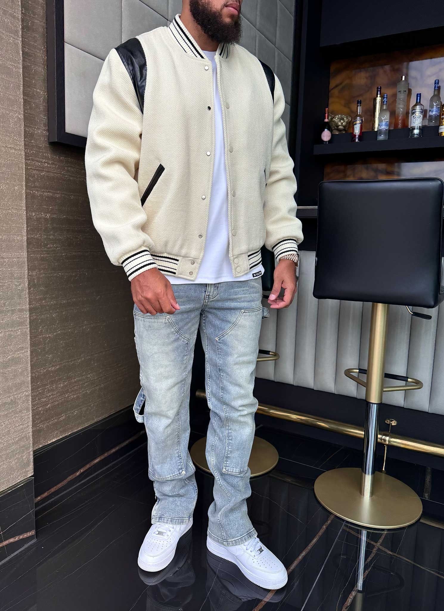 Heavyweight Wool Bomber Jacket - Ivory