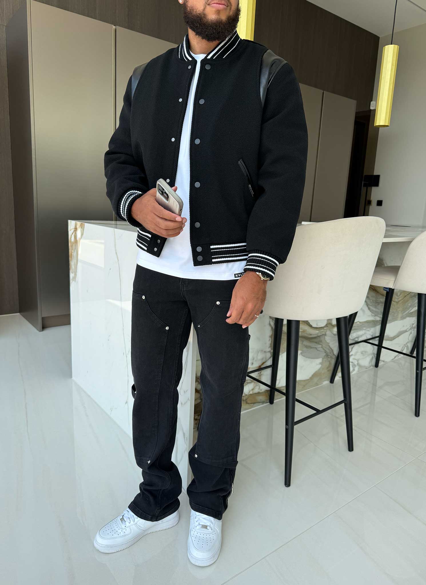 Heavyweight Wool Bomber Jacket - Black