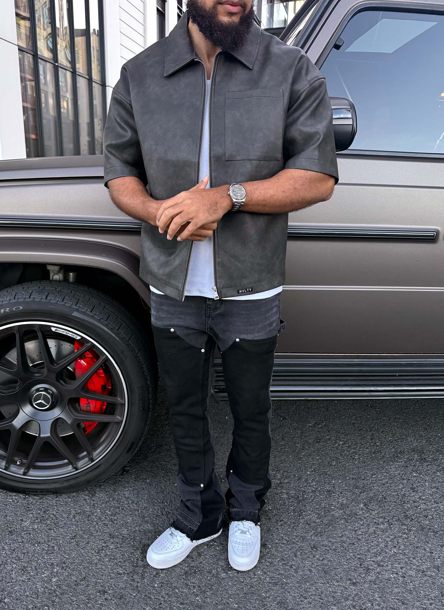 Vintage Heavyweight Leather Shirt - Black