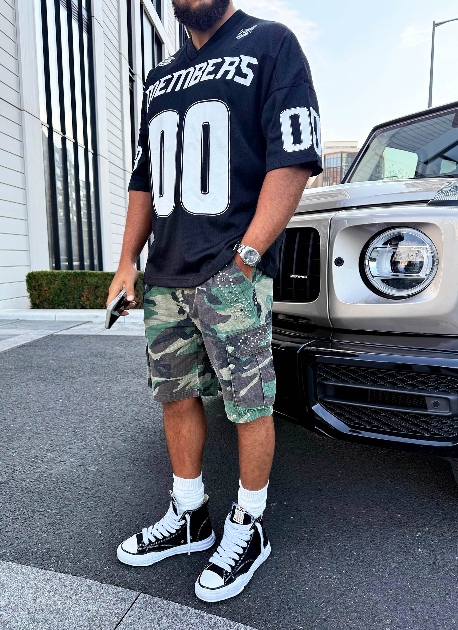 Vintage Studded Cargo Shorts - Camo