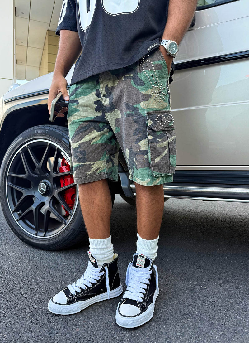 Short cargo clouté vintage - Camouflage