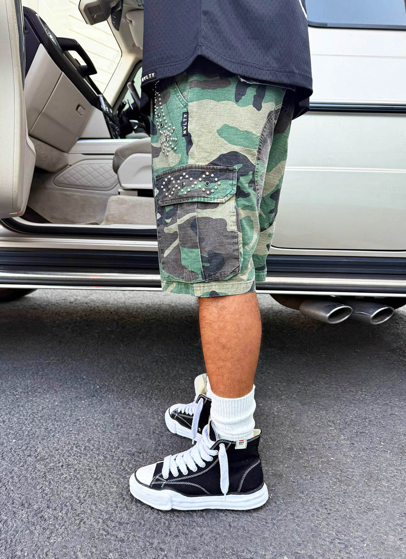 Short cargo clouté vintage - Camouflage